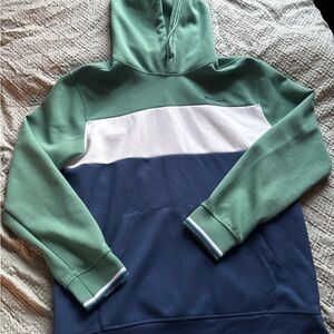 Ben Sherman Mens L Colorblock Hooded Sweatshirt in Sage, White & Navy